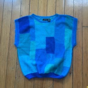 Mohair blend color block sweater vest VTG